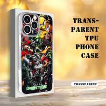 Funda para móvil de , diseñada con ropa urbana y divertidos personajes de dibujos animados, compatible con  17,  16,  16 Pro Max,  15,  15 Pro Max,  14,  13,  12 y  11 Pro. Fabricada en TPU, ofrece protección a prueba de golpes. Perfecta para familiares, amigos, niños, cumpleaños, primavera, vacaciones, novios, novias y regalos de San Valentín. - transparente - Ver 3