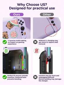 Ayotu 1pc Cute Animal Protective Case, Compatible With Switch OLED/Switch NS/New Switch 2 (2025, 7.9 Inch), Ultra-Light Design, Shock-Absorbing & Scratch-Resistant (Purple) - Multicolor - View 7