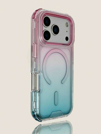 1件可愛透明漸層色磁吸無線充電手機殼，相容 iPhone 18 Pro Max 17 AIR 16 15 14 13 12 11 Pro Max Plus，軟矽膠背蓋，糖果色