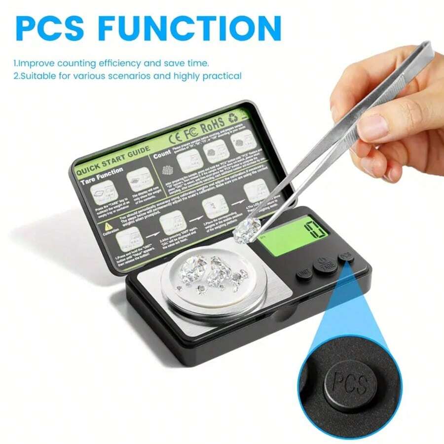 100g/0.001g High Precision Electronic Jewelry Scale With Tare Function, Unit Conversion And One-Key Zero Reset - Tweezers, Weighing Sensor And Platform - Portable Jewelry, Gold Accessories, Handcraft Lab Scale (Batteries Not Included), User-Friendly Interface, Sturdy Construction. If Not Accurate Before Use, Please Calibrate With The Included Calibration Weight.