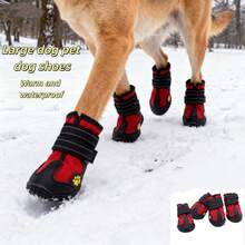 Winter Warm Dog Shoes Anti-Slip Waterproof Snow Boots For Large Dogs, Thick Outdoor Pet Booties