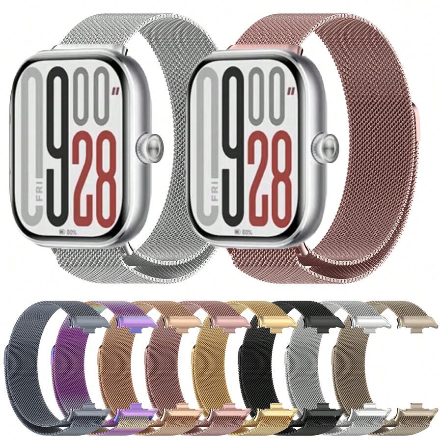 Pulseira de Substituição de Metal Compatível com Xiaomi Mi Band 8 Pro/9 Pro, Pulseira Magnética de Aço Inoxidável para Redmi Watch 4/5, Acessórios de Smartwatch