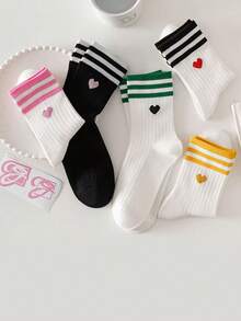 5 pares de calcetines de tobillo para mujer, simples y cómodos calcetines de tripulación con lazos, adecuados para todas las estaciones, con colores aleatorios - Multicolor - Ver 5