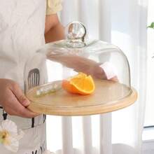 1pc Large Cake Stand With Transparent Glass Cover, Fruit Tasting Plate, Bread & Dessert Display Tray With Glass Dome, Fruit Dust-Proof & Fresh-Keeping Tray, Suitable For Parties, Gatherings, Hotel Banquets - Multicolor - View 2