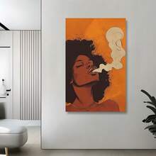 Framed  Art African American Women  Canvas Wall Art Woman Smoking Wall Art Modern Print Painting Vintage Female Portrait Picture For LivingRoom Bedroom Gallery Display For Halloween, Christmas, Living Room, Room And Bathroom Decorations - Đóng khung - Xem 5