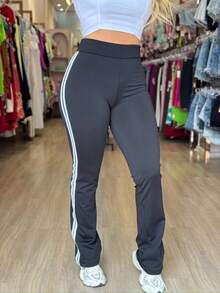 LEGGINGS BALLERINA FLARE PANTS WITH SIDE STRIPES - 黑色 - 查看 3