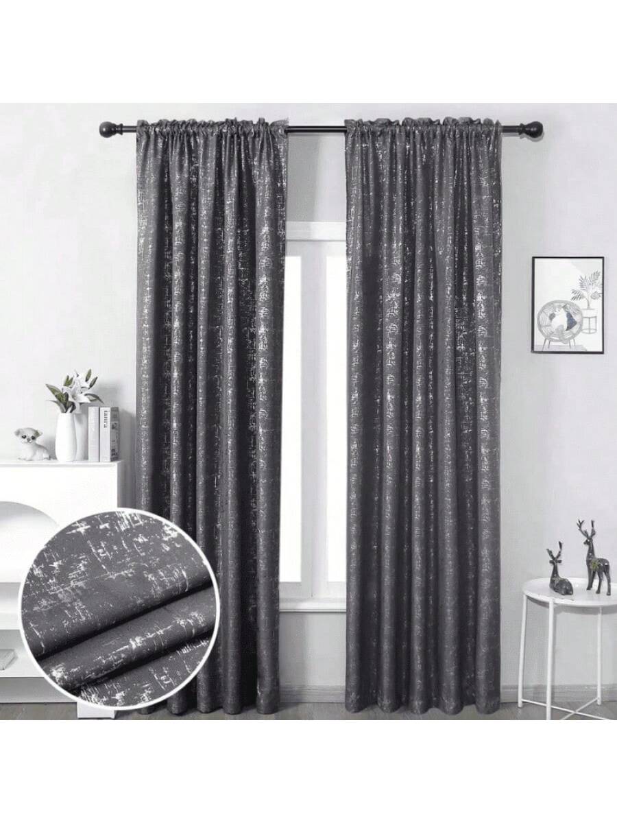 Juego de Cortinas Grises fuerte con Ollaos para Barra