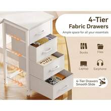 L Shaped Desk With 4 Drawers, 40" Small White Computer Desk With Storage, Reversible Kids Study Desk With Hook, Corner Desk For Home Office - trắng - Xem 3
