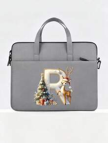 New Christmas Letter Graphic Laptop Bag, Fits 14-Inch Laptop Or Tablet, Fashionable Water-Resistant Fabric Briefcase For Men Christmas Bags