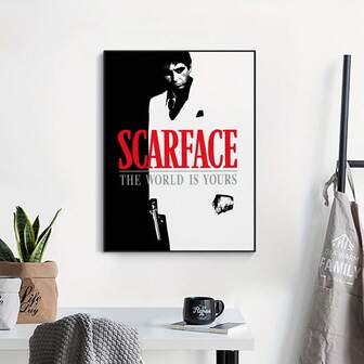 Impresión en lienzo "El mundo es tuyo" - Póster de película clásica para decoración de sala de estar, dormitorio, estudio y comedor, sin marco
