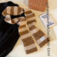 2025 New Japanese Style Color-Block Black And White Striped Scarf Daily Versatile Cute Women's Neck Scarf - 黑白條紋 - 查看 2