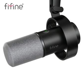 FIFINE Micrófono Dinámico Usb/xlr Con Montura Anti-vibraciones, Silencioso Al Tocar, De Metal Para Estudio Con Entrada Para Auriculares Y Control De Volumen De Monitor Para Grabación De Voz, Streaming De Podcast Y Transmisión De Voz - K688