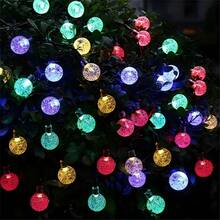 1pc 50/100 LED Solar Crystal Ball String Lights With 8 Lighting Modes - Warm Yellow Glow, Suitable For Halloween, Christmas, Garden, Yard And Party Decor, IP44 Solar Outdoor Decoration, Great For Bar Tents And Camping Setup, Garden Decor Lights, Solar Lights - Multicolor - View 5