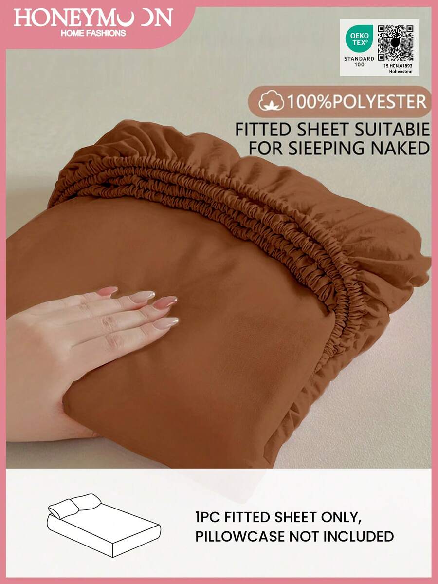 1pc Supersoft Plain Fitted Sheet, Lightweight Cloud-Like Feel Bedding, 9.84inch/25cm Deep Pocket, For All Size Bed -Twin, Full, King, Queen Size Sheet, For Home Bedding And School Bedding Dorm Essentials