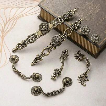 1pc European Zinc Alloy Carved Vintage Drawer Handle, Antique Bronze Knobs And Handles Classic Style Cabinet Pulls, High Quality Furniture Kitchen Dresser Bedroom Wardrobe Door Handles