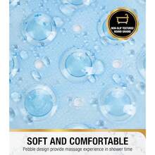 HITSLAM Shower Bathtub Mat Non Slip, 24inchx 24inch Bath Mat For Tub, Soft PVC Shower Mats For Inside Shower With Suction Cups And Center Drain Hole, Machine Washable Bathroom Floor Mat, Blue{Inchcolor_nameinch:InchBlueinch,Inchsize_nameinch:Inch24\Inchx24\Inch(Square)Inch} - 藍色 - 查看 6