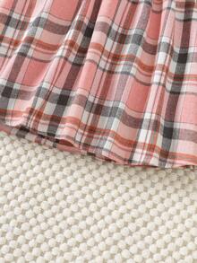 Niedliches kariertes Mädchenkleid mit Herz-Stickerei für Frühling und Herbst