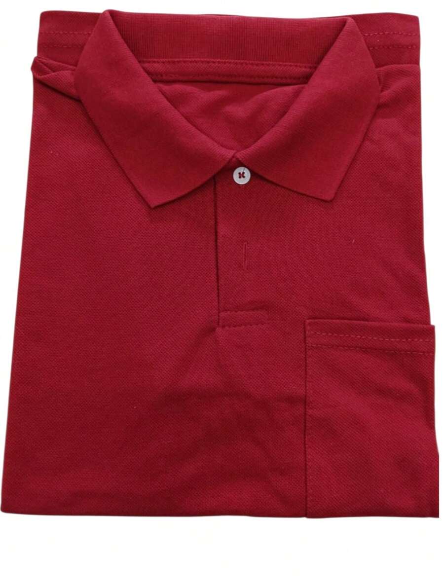 Basic Piqué Polo Shirt With Pocket - Rojo - Ver 1
