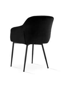 Goeurvant Velvet Modern Dining Chairs With Vertical Stripes Set Of 2 4 6 Designer Style Seats With Armrests & Metal Legs In UK Stock & Fast Delivery Elegant Furniture For Dining & Living Room Black - 黑色 - 查看 9