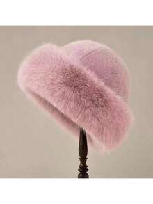 1顶新款女士冬季羊毛帽，欧美韩风保暖帽，适合秋冬季节，时尚纯色，贴合脸型，小巧百搭的蒙古帽，加厚设计，冬季必备单品 - 彩色 - 查看 2