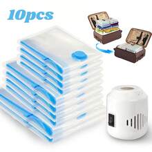 10pcs Vacuum Storage Bags Clothes Organizer Bags Travel Luggage Compression Bags,Ideal Home Supplies Space Saver Storage Bags,Suitable For Home, Apartment & Travel Use, Reusable - 10pcs透明 - 查看 1