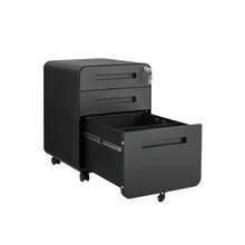 Mobile Filing Cabinet With 3 Drawers For Under The Desk In The Office, Simple Style, Versatile Storage Cabinet For Legal/Letter/A4 Files, 5-Wheel Design, Tip-Proof, Cold-Rolled Steel, Waterproof, Moisture-Resistant, Black