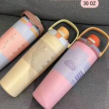 New Original OWALAS 30oz Halloween & Christmas Limited Edition Water Bottle - Sports Water Bottle With Leak-Proof Design & Pop-Up Lid, Multiple Colors Available | Top Gift Choice For Fitness, Running, School, Halloween, Thanksgiving, Christmas & More, Also A Fashionable Water Bottle For Women - 粉色 - 查看 2