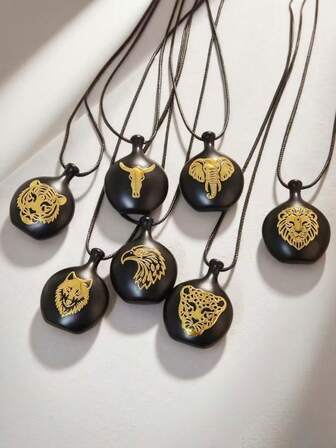 1pc Acrylic Animal Series Pendant Necklace With Adjustable Stainless Steel Chain, Suitable For Casual, Personalized, Party Wear