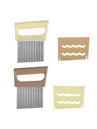 1/2pcs Corrugated Potato Cutter (With Protective Cover), Corrugated Stainless Steel Wolf-Tooth Potato Cutter, Potato Wave Cutter, Kitchen Household Vegetable Slicer, Decorative Slicer, No Power Supply Required, Manual Slicer, Stainless Steel Corrugated Potato Slicer: Multi-Functional For Fresh Fruits, Vegetables, Salads, Carrots, Potatoes, French Fries - Perfect For Home Kitchens