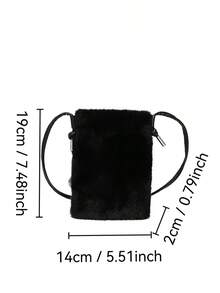 新款时尚毛绒手机包单肩包收纳包休闲百搭斜挎包独特设计可爱少女风毛绒长包秋冬款