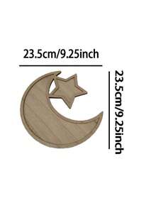 1 Pieza Bandeja de servir de madera con luna y estrella de Ramadán, plato decorativo religioso islámico para frutas y aperitivos, centro de mesa para el festival del Eid en el hogar, la cocina y los regalos de fiesta