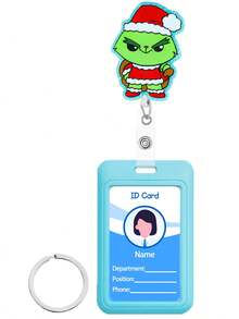1PC ID Badge Card Holder With Christmas Nurse Badge Reel Retractable,Shining Acrylic ID Name Badge Reel Holder For Keys,With Key Ring,Cute Easy To Pull Buckle,Great Gifts For Women,Doctor,Nurse,Worker,The Perfect Gift For Nurses' Day And Christmas