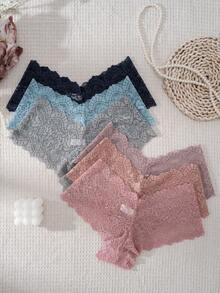 6pcs/Pack Women's Romantic Sexy Sheer Lace Thong Panties