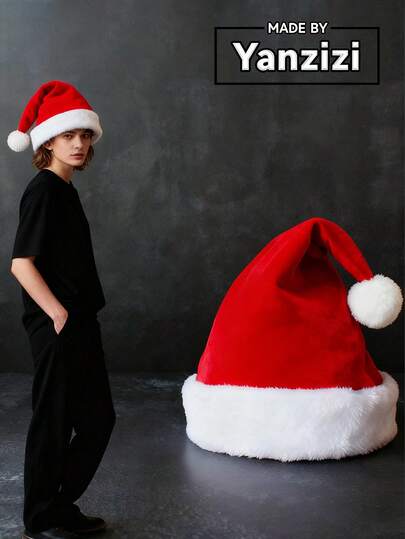 1/3/6/12件装新款圣诞帽，毛绒圣诞帽，圣诞装饰品，圣诞老人帽，圣诞派对服装，毛绒圣诞老人帽，新款派对圣诞装饰红色帽子，创意圣诞老人帽，成人圣诞帽