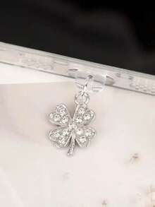 1 Lucky Four-Leaf Clover Pendant, Mobile Phone Dust Plug Accessories, Compatible With IPhone And Android Devices-Metal Hanging Ornaments, No Battery. - Multicolor - View 8