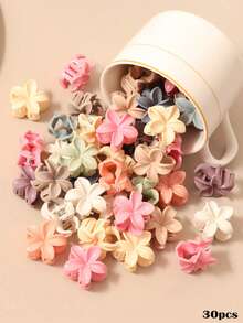 10/30/50个装 Morandi 迷你雏菊发夹，小巧精致，优雅甜美的花朵装饰发夹，公主风侧刘海夹（颜色随机）时尚发爪优雅爪夹冬季发饰 - 彩色 - 查看 1