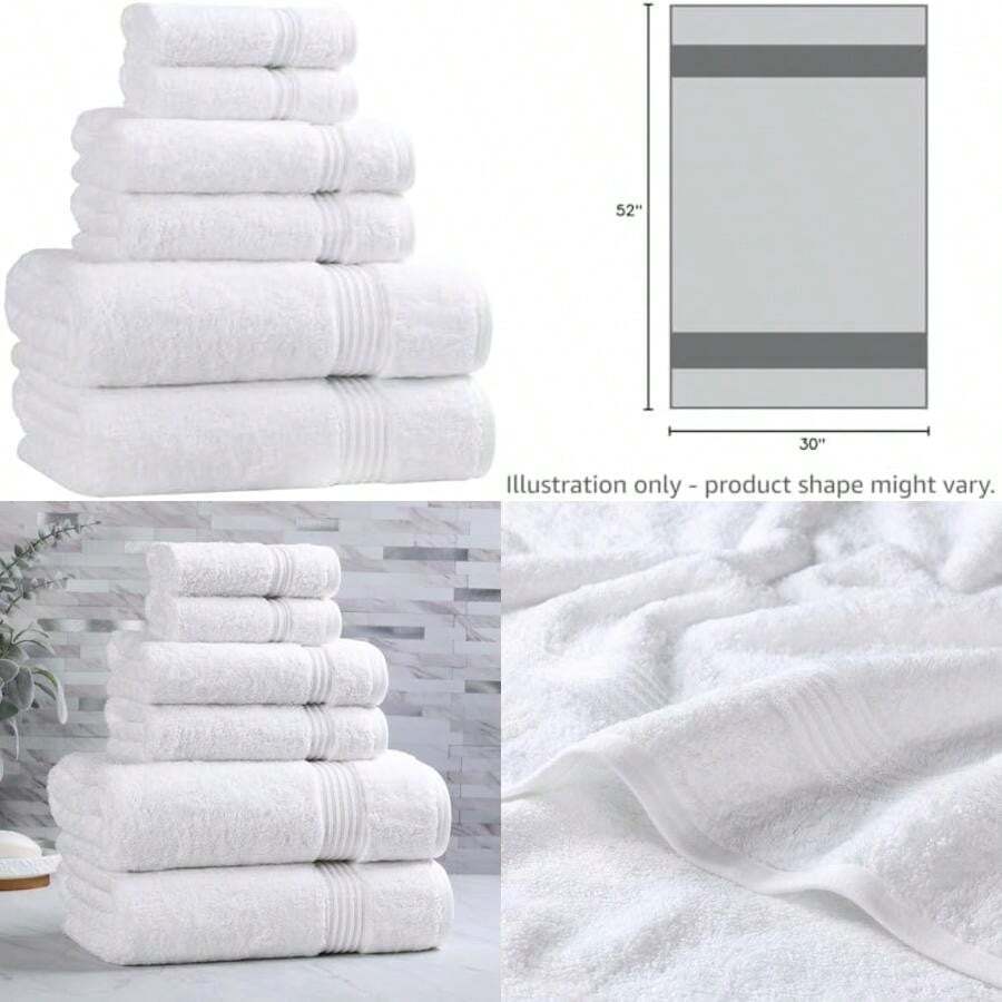 Superior Collection, 100% Premium Long-Staple Combed Cotton, 6-Piece Towel Set, Gold(Blanco) - Tipo 12 - Ver 1