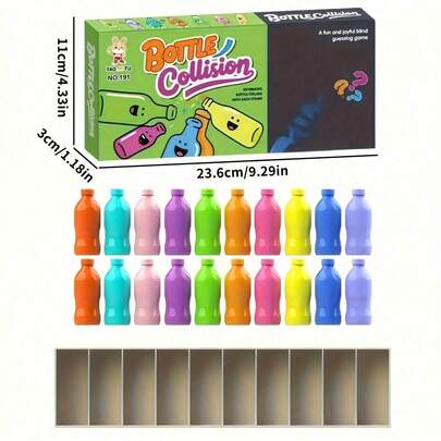 20 piezas Juego de adivinanza de combinación de colores, juego de mesa de estrategia de color con tapas de botellas de colores. Adecuado para noches de juegos familiares, fiestas de cumpleaños o fiestas de Halloween. Este es un juego educativo que puede mejorar la memoria y las habilidades de resolución de problemas para adolescentes y adultos. Incluye 20 botellas con tapas de colores, perfecto para juegos de equipo y pensamiento estratégico. (Los colores de las botellas son aleatorios)
