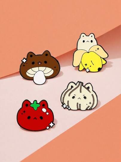 1/4pcs Creative Fruit Series Cartoon Brooch, Countryside Style Lapel Pin, Unisex Alloy Decorative Badge For Clothes, Backpack