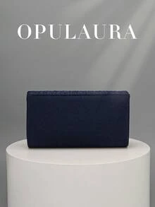 OpulAura 华丽水晶装饰链条手提包，磁扣设计，优雅时尚派对包，适合女士生日派对、正式晚宴、舞会礼服等场合，是新娘送礼会、婚礼手拿包、派对包的最佳优雅之选，完美搭配节日派对礼服、晚礼服和亮片裙，是派对、婚礼、舞会、正式晚宴/宴会的理想之选。 - 藏蓝色 - 查看 6