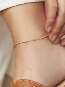 1pc 304 Stainless Steel Waterproof Minimalist Chain Anklet Dainty Classic Chain Anklets For Women Beach Holiday Stacking Jewelry Daily Wearing - 1個 - 查看 7