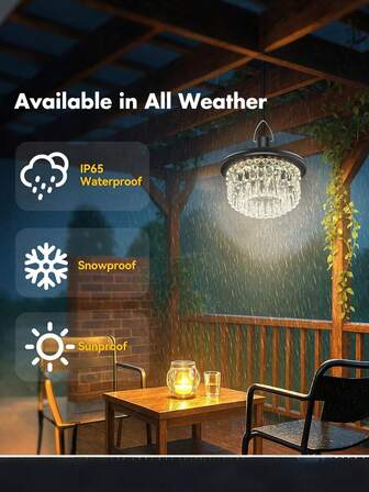 1个室内太阳能水晶吊灯，室内照明，家居装饰，适用于卧室/书房/客厅/厨房，也是一份很棒的礼物。