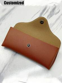 Personalized Name/Initial Brown PU Leather Classic Retro Elegant Eyeglass Case, Portable Glasses Storage Box, Unisex Student Eyewear Accessory - Multicolor - View 6