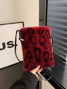 新款时尚毛绒手机包单肩包收纳包休闲百搭斜挎包独特设计可爱少女风毛绒长包秋冬款