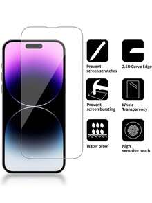 Bộ 6 miếng dán màn hình cường lực, độ cứng 9H, độ trong suốt cao 99,99%, tương thích với iPhone 14 Pro Max/14 Pro/14 Plus/16 Pro/16 Pro Max/16 Plus/15 Pro/15 Plus/13 Pro Max/13/12/11/17/17 Air/17 Pro/17 Pro Max, phù hợp với ốp lưng điện thoại, miếng dán màn hình 15 inch, phụ kiện điện thoại, quà tặng chống rơi vỡ cho gia đình và bạn bè. - Trong sáng - Xem 4