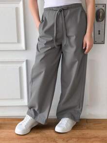Pantalon de mezclilla para niña con corte recto y acabado deslavado en tono negro - Negro - Ver 3