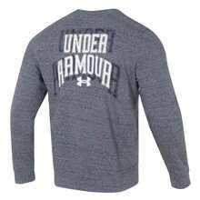 Under Armour Men's Rival Terry Graphic Crew Sweatshirt, Grey, Loose Fit, Soft, Athletic Training Pullover 1379764-012 - Grey - View 2