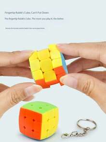 1个迷你创意魔方 3x3x3 钥匙扣魔方拼图 魔方格 适合初学者 专业魔方 魔方玩具 魔方钥匙扣 生日礼物 - 彩色 - 查看 4