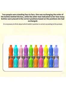 20pcs Color Matching Bottle Guessing Game, Color Strategy Board Game With Colored Bottle Caps. Suitable For Family Game Night, Birthday Party Or Halloween Party. This Is An Educational Game That Can Improve Memory And Problem-Solving Skills For Teenagers And Adults. It Includes 20 Bottles With Colored Caps, Perfect For Team Games And Strategic Thinking. (Bottle Colors Are Random) - Multicolor - View 8