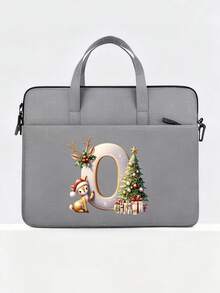 New Christmas Letter Graphic Laptop Bag, Fits 14-Inch Laptop Or Tablet, Fashionable Water-Resistant Fabric Briefcase For Men Christmas Bags